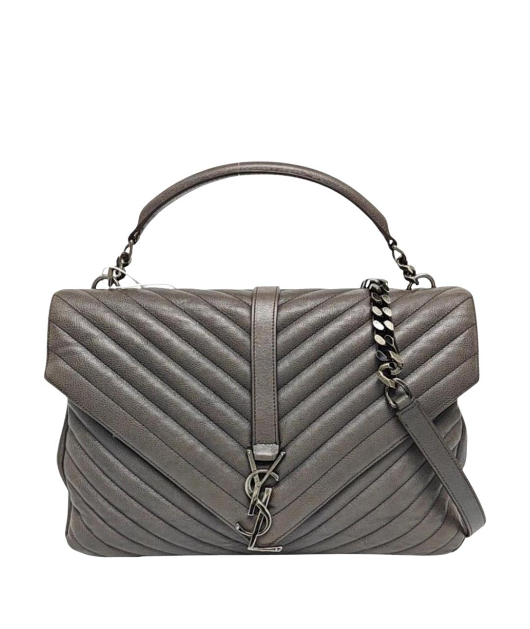 SAINT LAURENT Серая кожаная сумка через плечо, фото 1