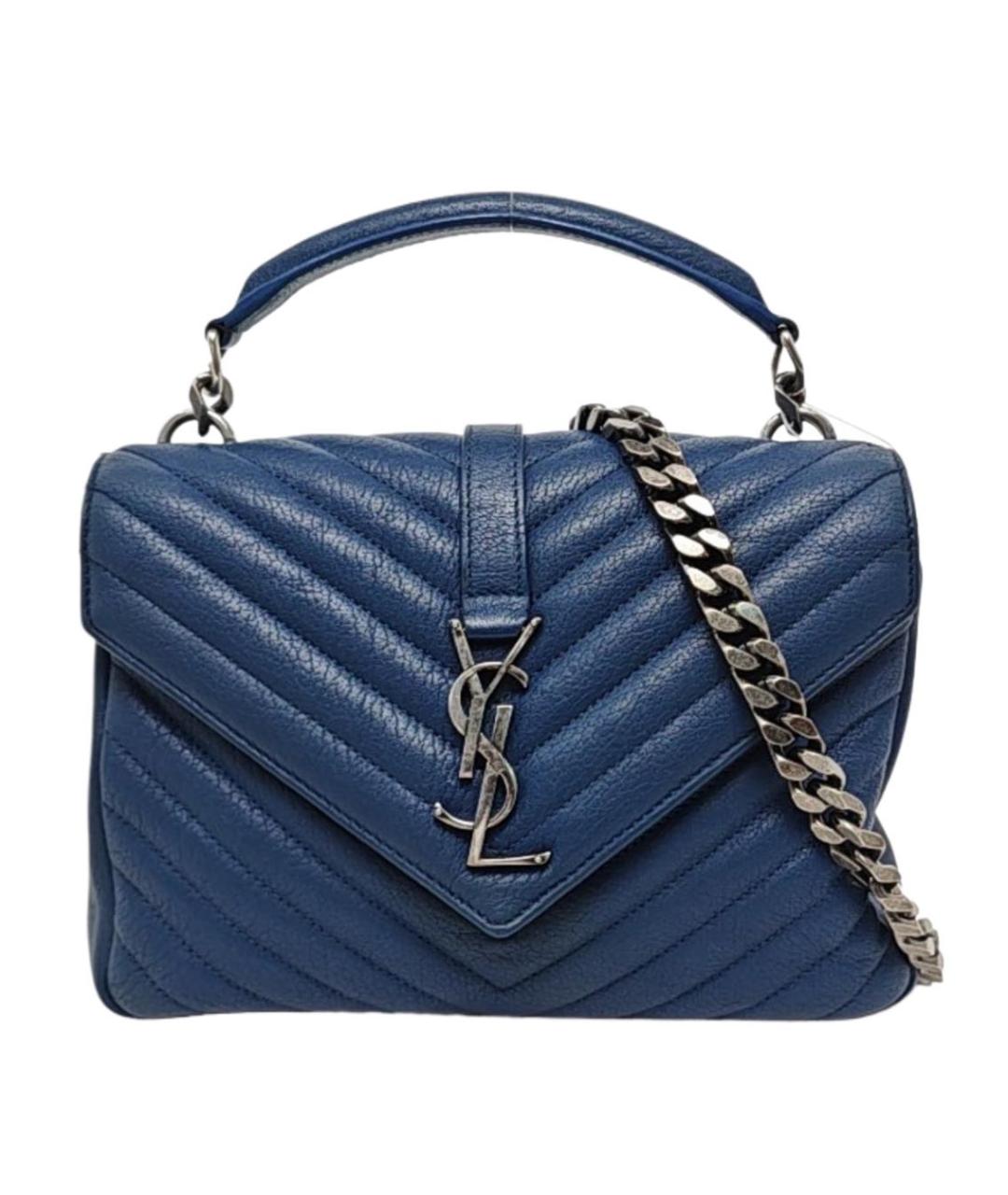 SAINT LAURENT Синяя кожаная сумка через плечо, фото 5