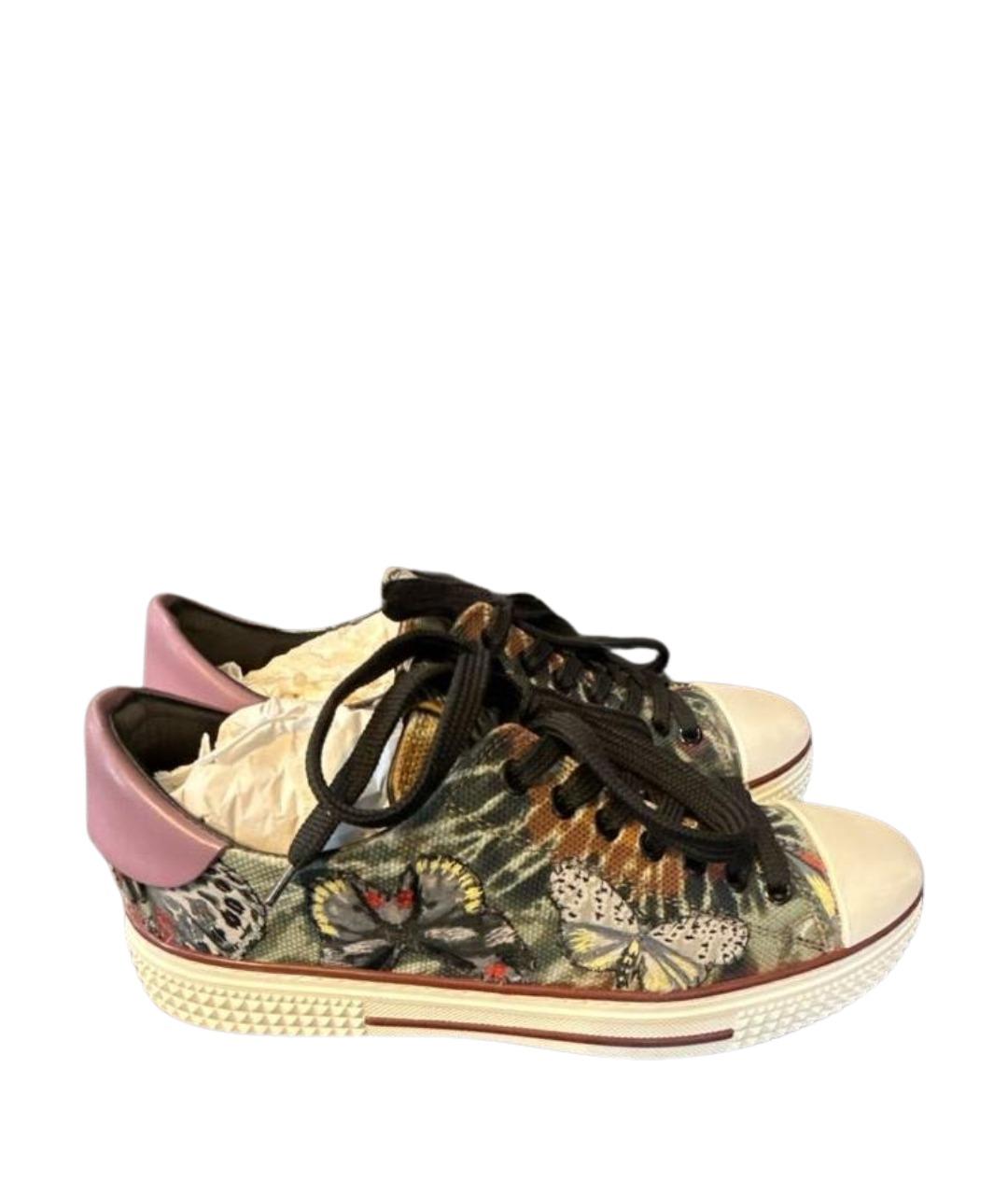 VALENTINO Хаки текстильные кеды, фото 1