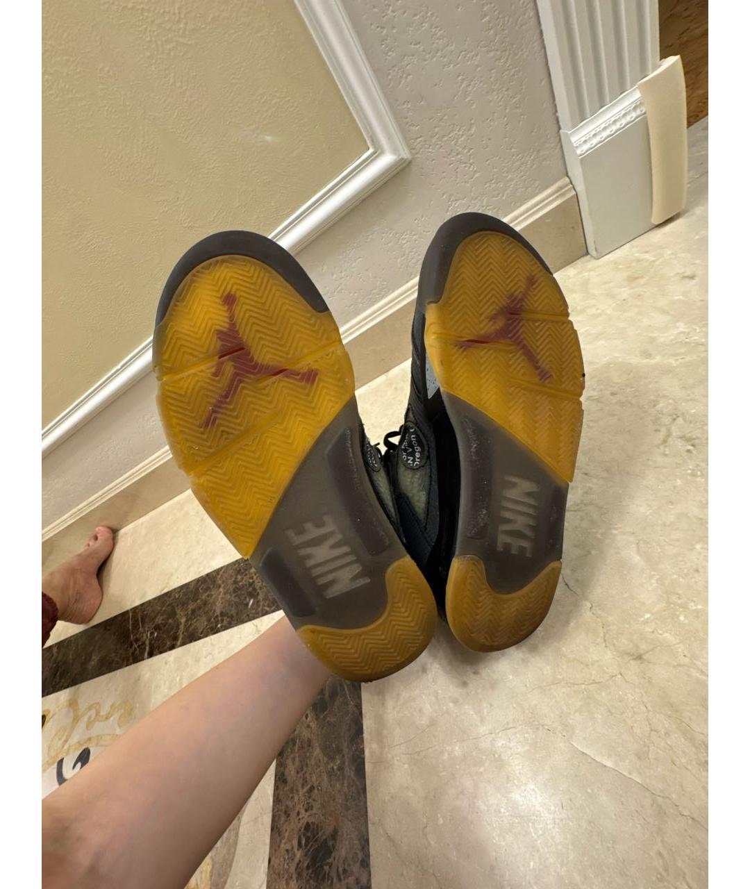 JORDAN Серые текстильные высокие кроссовки / кеды, фото 7