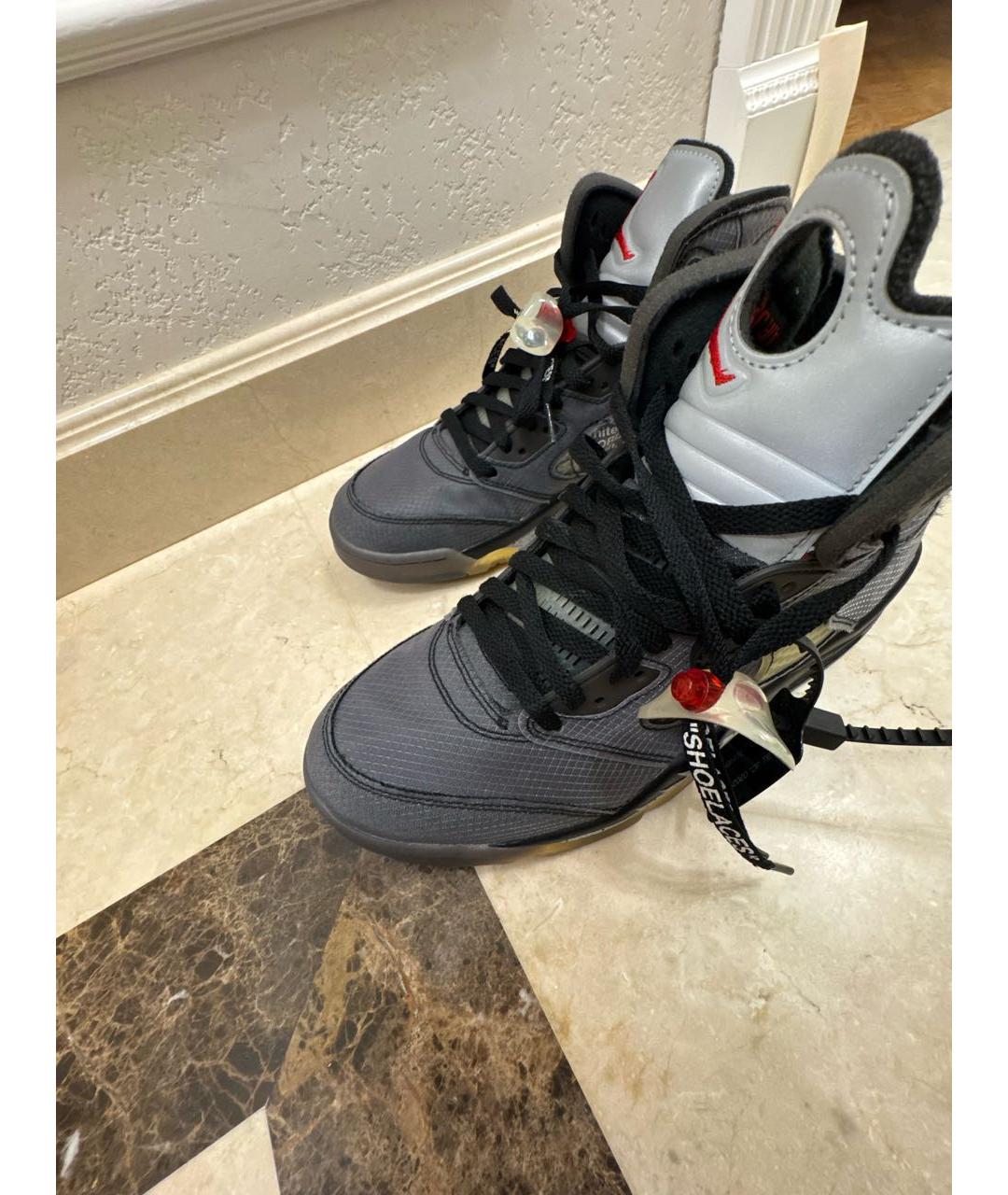 JORDAN Серые текстильные высокие кроссовки / кеды, фото 6
