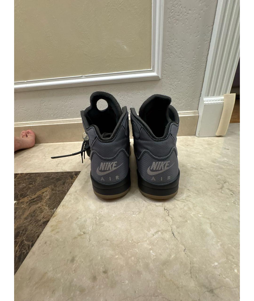 JORDAN Серые текстильные высокие кроссовки / кеды, фото 4