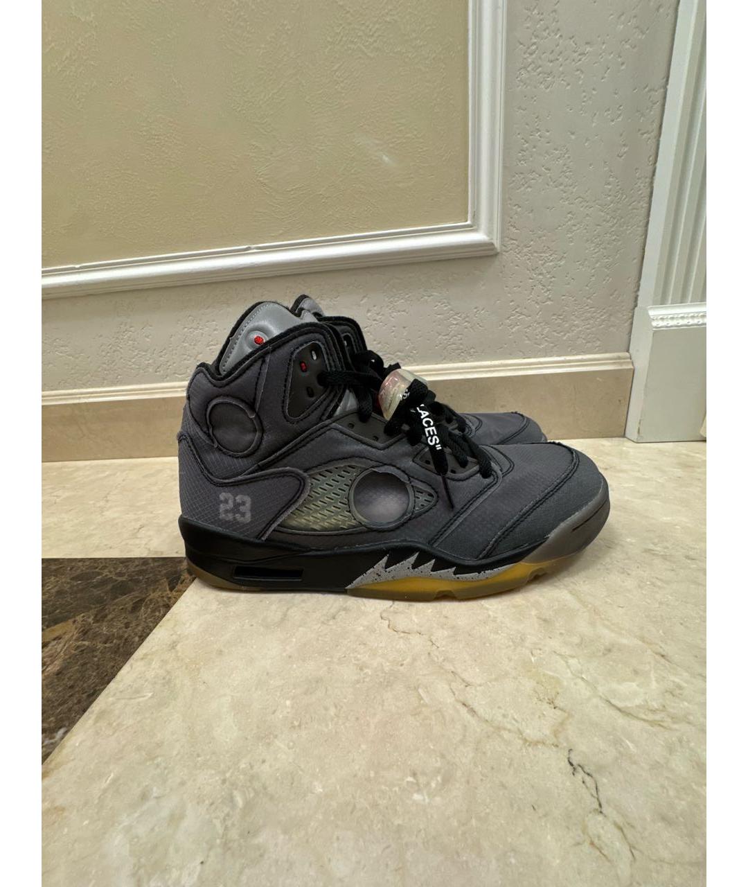 JORDAN Серые текстильные высокие кроссовки / кеды, фото 8