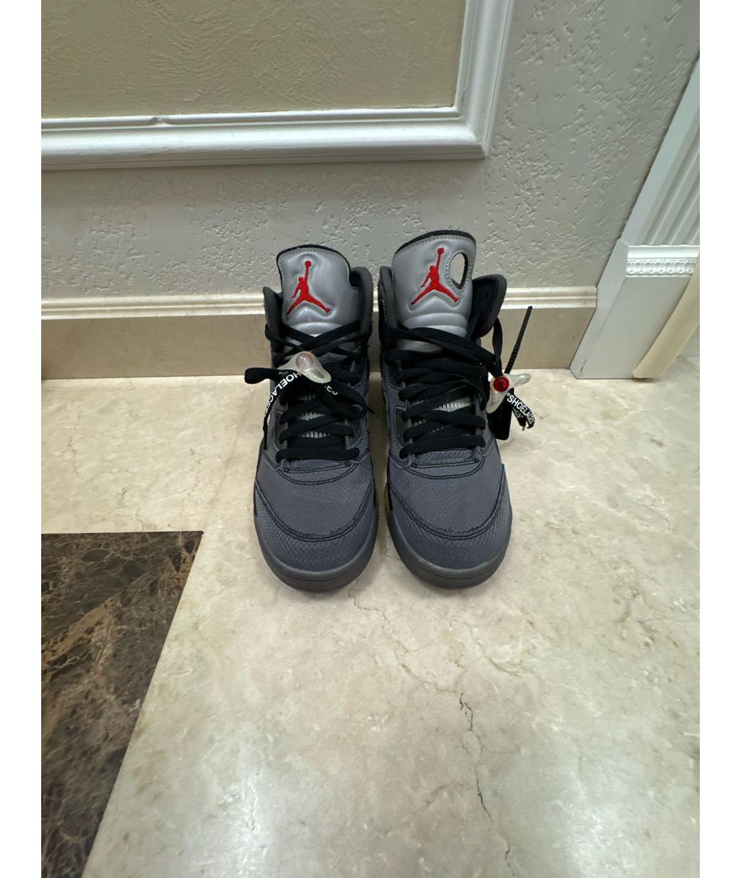 JORDAN Серые текстильные высокие кроссовки / кеды, фото 2