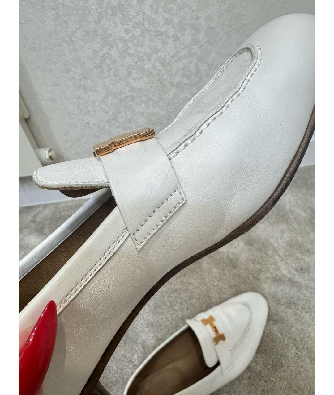HERMES Белые кожаные лоферы, фото 6