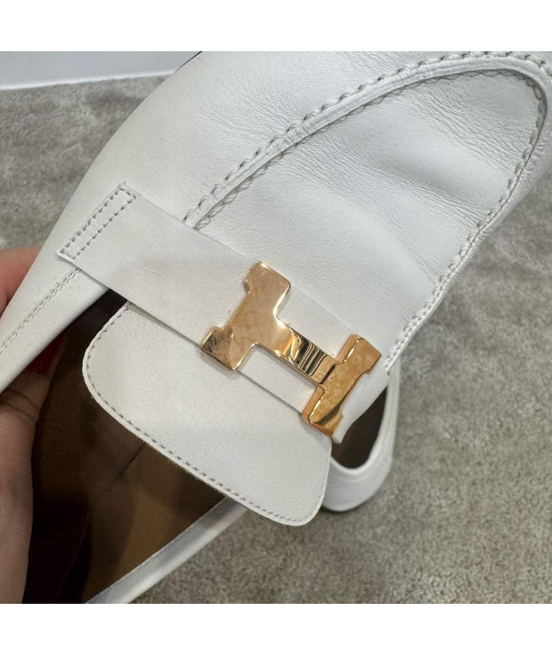 HERMES Белые кожаные лоферы, фото 5