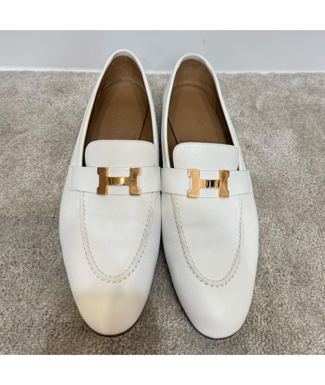 HERMES Белые кожаные лоферы, фото 2