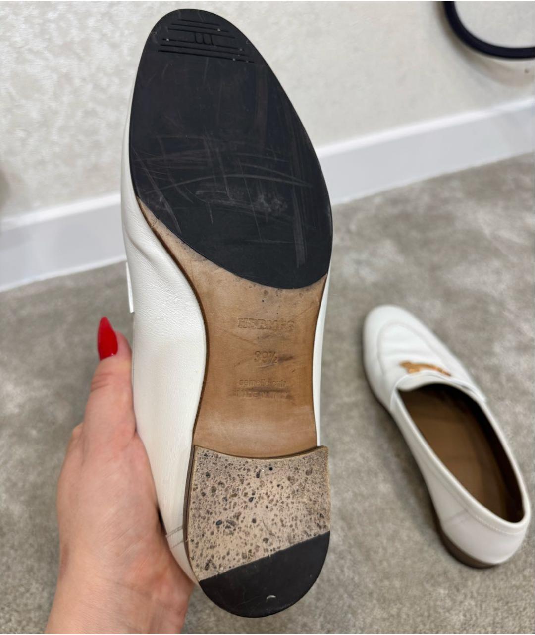 HERMES Белые кожаные лоферы, фото 4