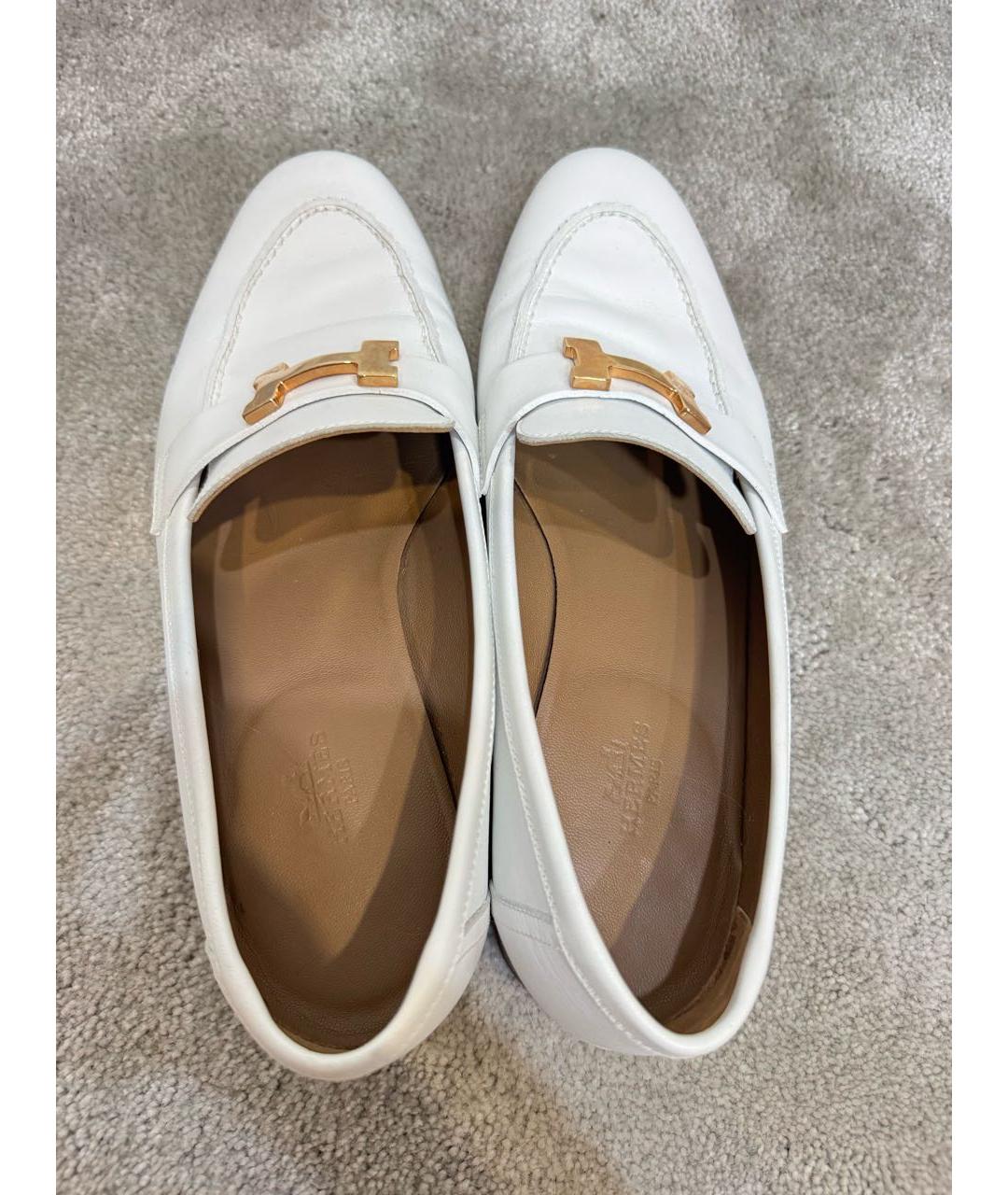 HERMES Белые кожаные лоферы, фото 3
