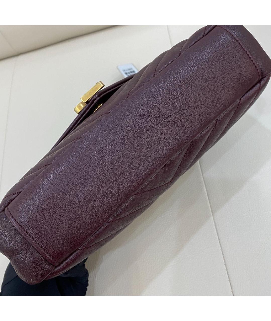 SAINT LAURENT Бордовая кожаная сумка через плечо, фото 4