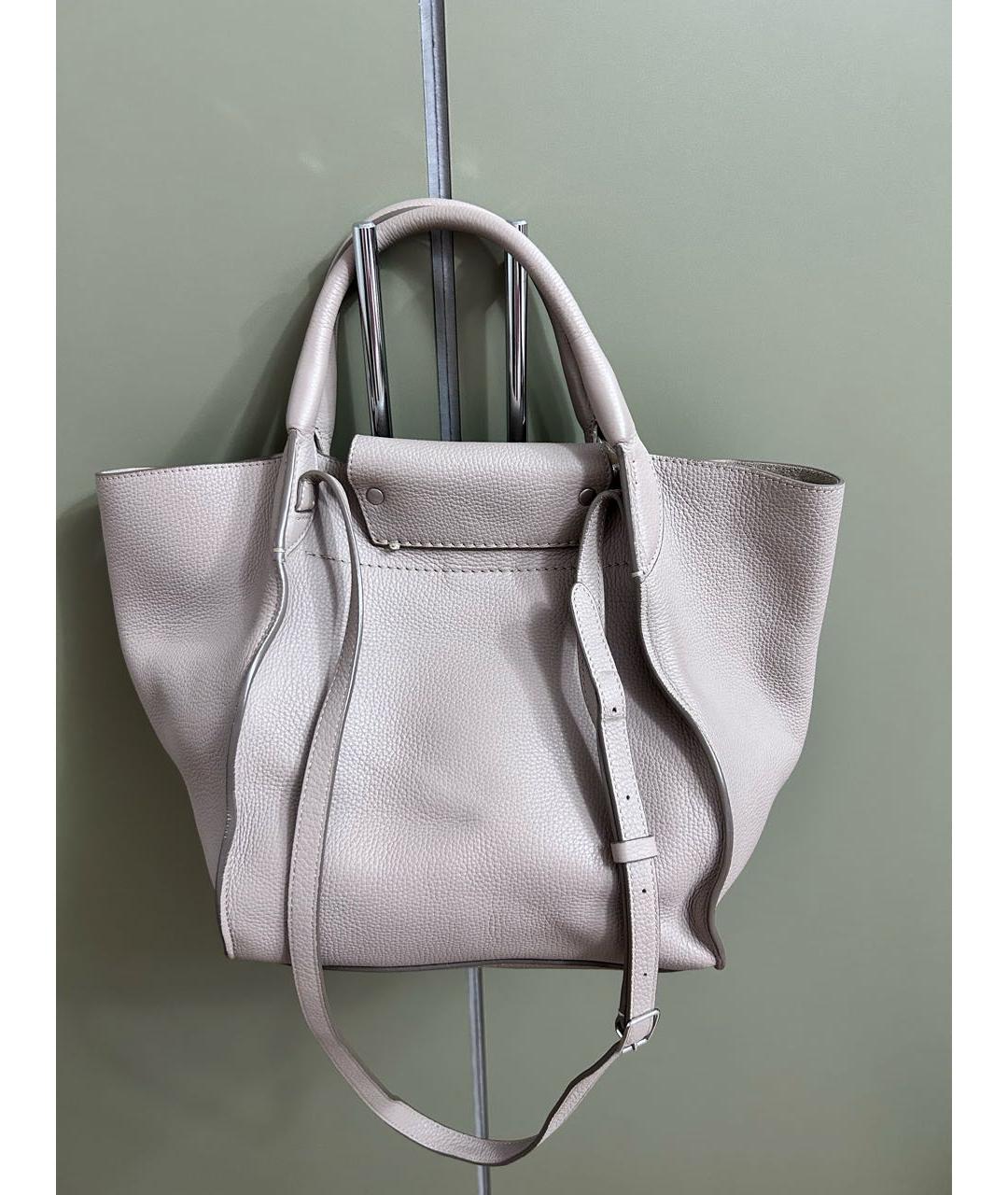 CELINE Бежевая кожаная сумка с короткими ручками, фото 3