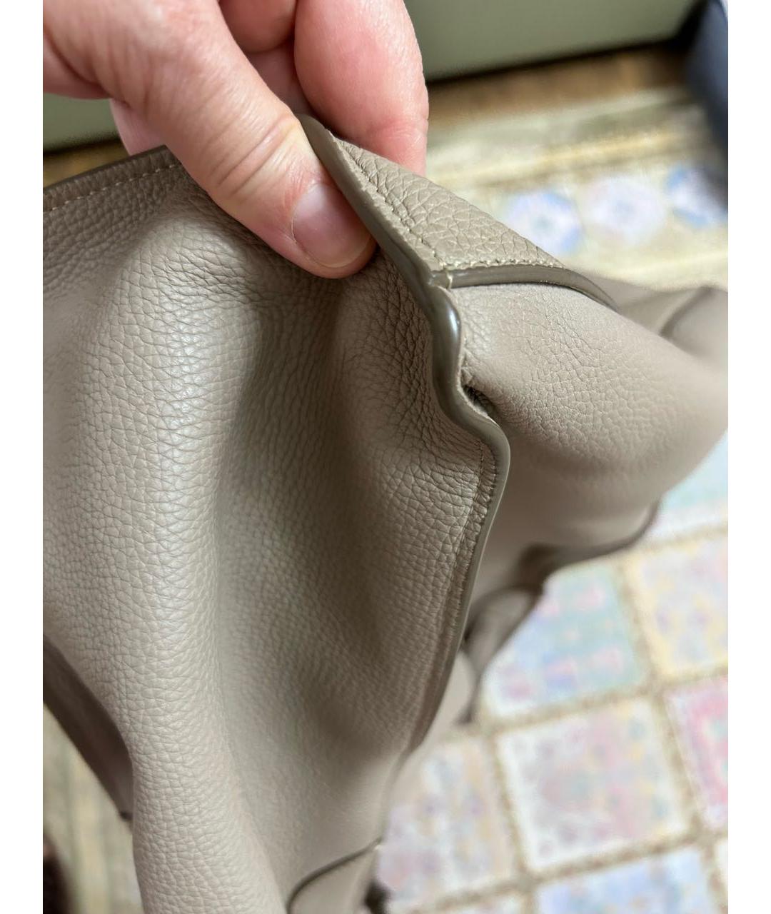 CELINE Бежевая кожаная сумка с короткими ручками, фото 7