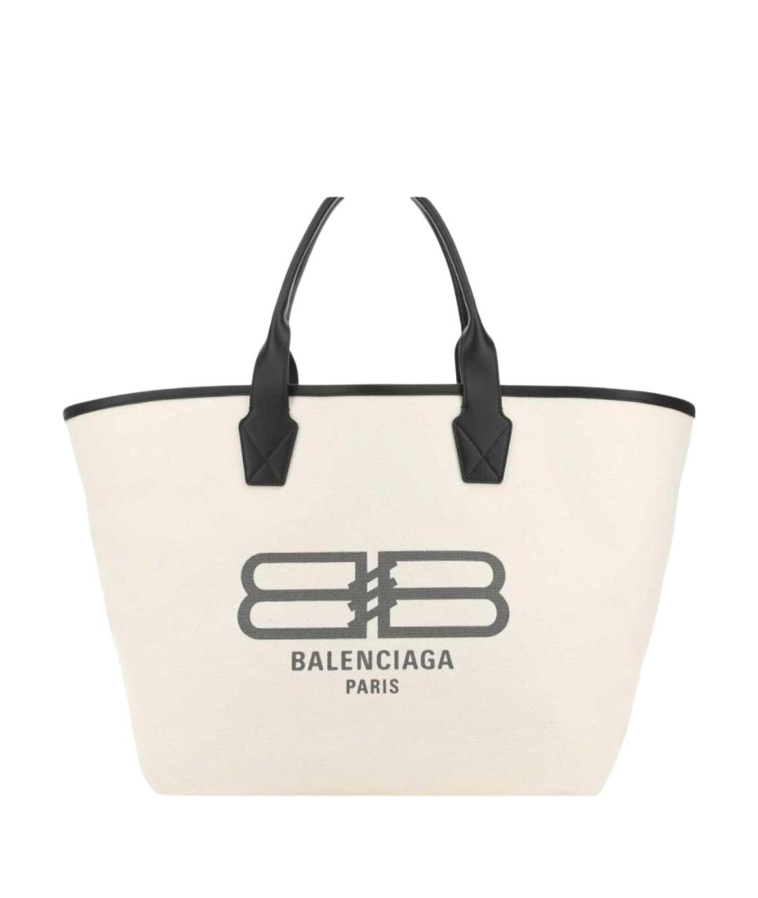 BALENCIAGA Бежевая тканевая сумка с короткими ручками, фото 1