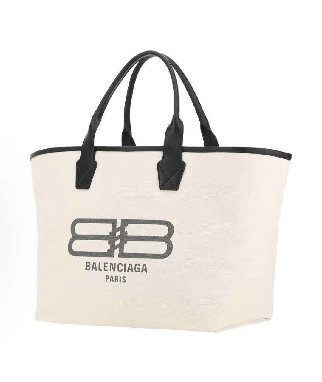 BALENCIAGA Бежевая тканевая сумка с короткими ручками, фото 2