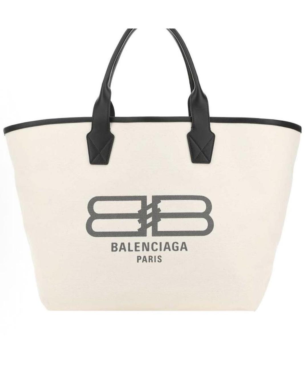BALENCIAGA Бежевая тканевая сумка с короткими ручками, фото 6