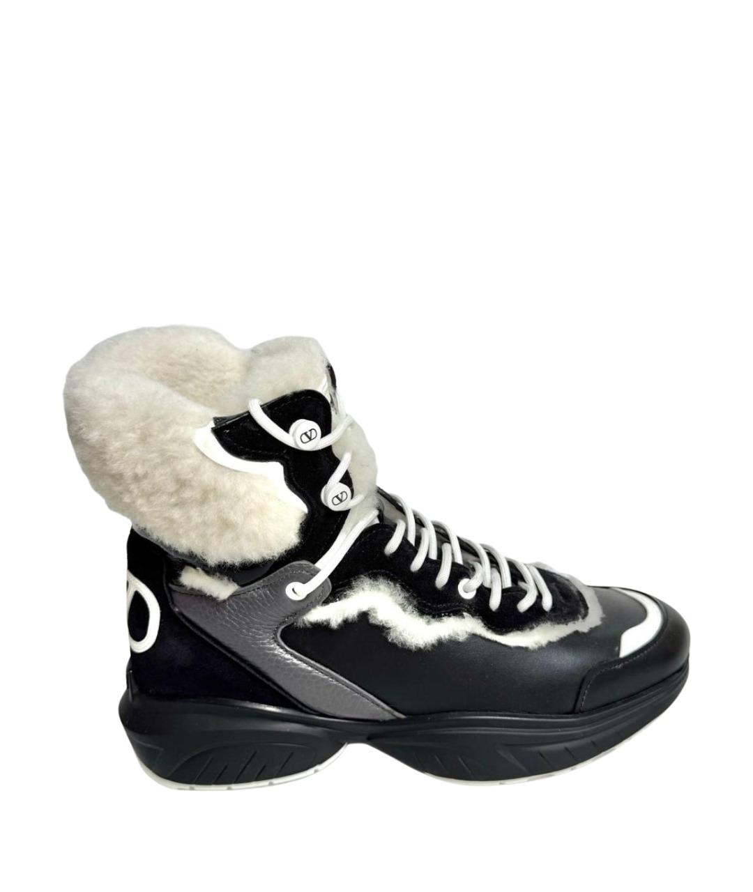 VALENTINO Черные кожаные кроссовки, фото 1