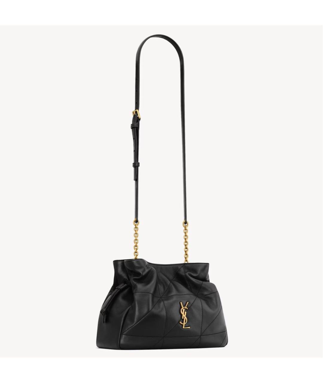 SAINT LAURENT Черная кожаная сумка через плечо, фото 2