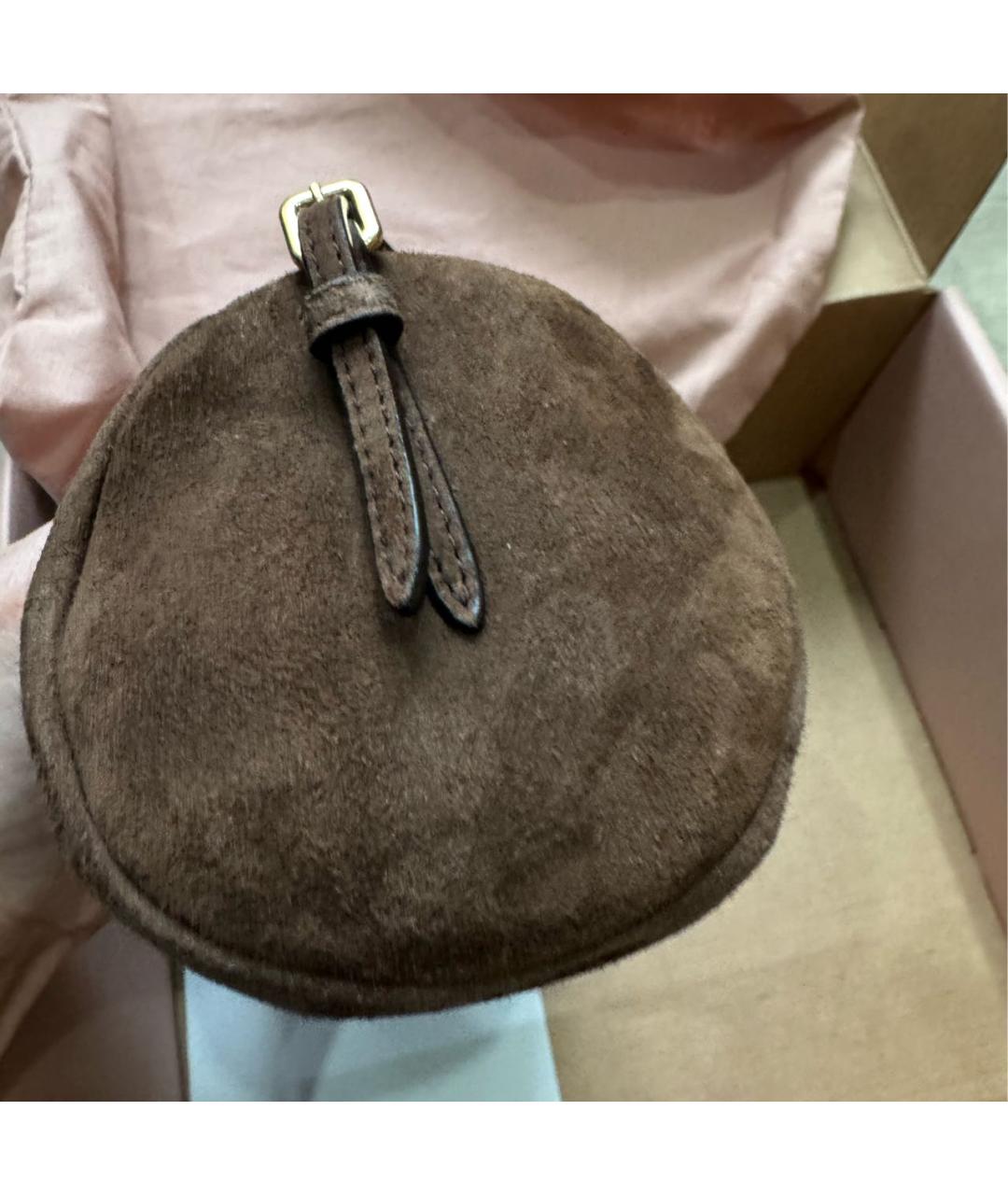 MIU MIU Коричневая замшевая сумка с короткими ручками, фото 4