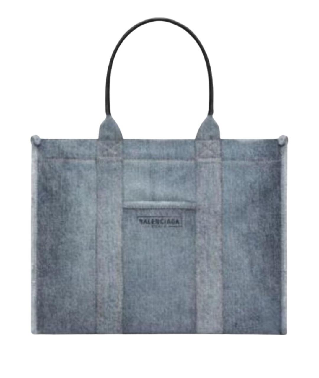 BALENCIAGA Голубая деним сумка с короткими ручками, фото 1