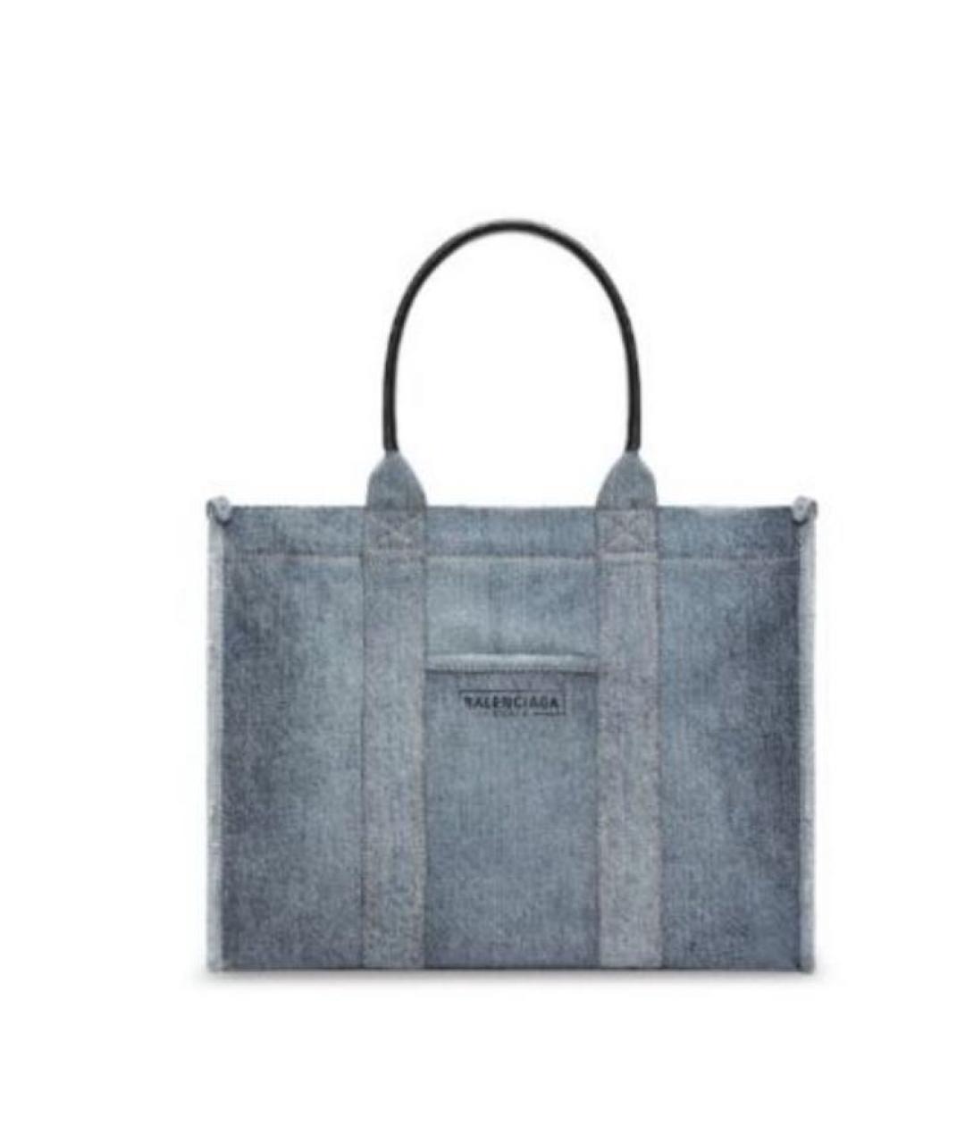 BALENCIAGA Голубая деним сумка с короткими ручками, фото 4