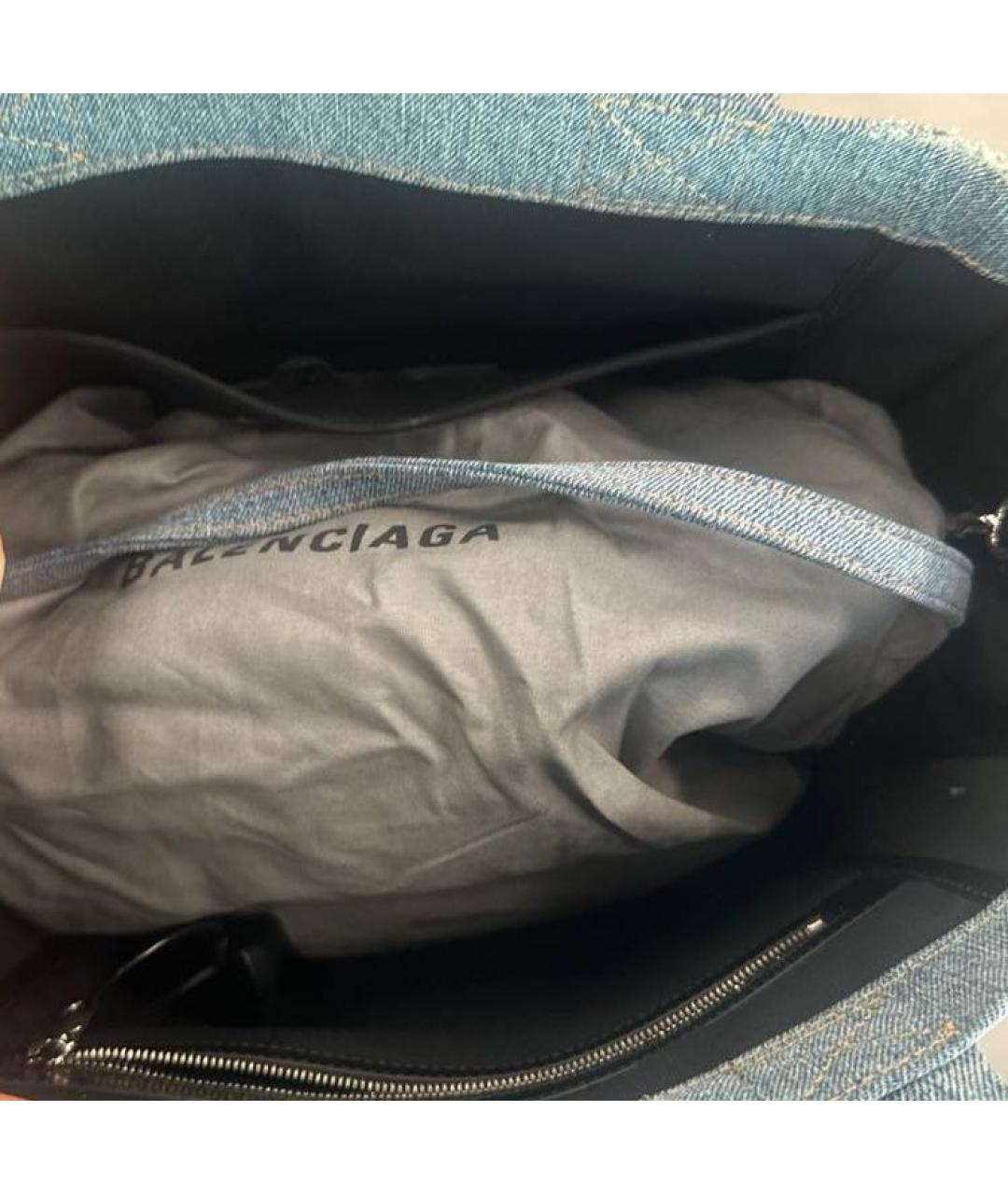 BALENCIAGA Голубая деним сумка с короткими ручками, фото 3