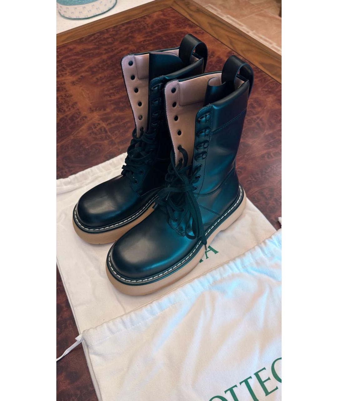 BOTTEGA VENETA Черные кожаные ботинки, фото 5