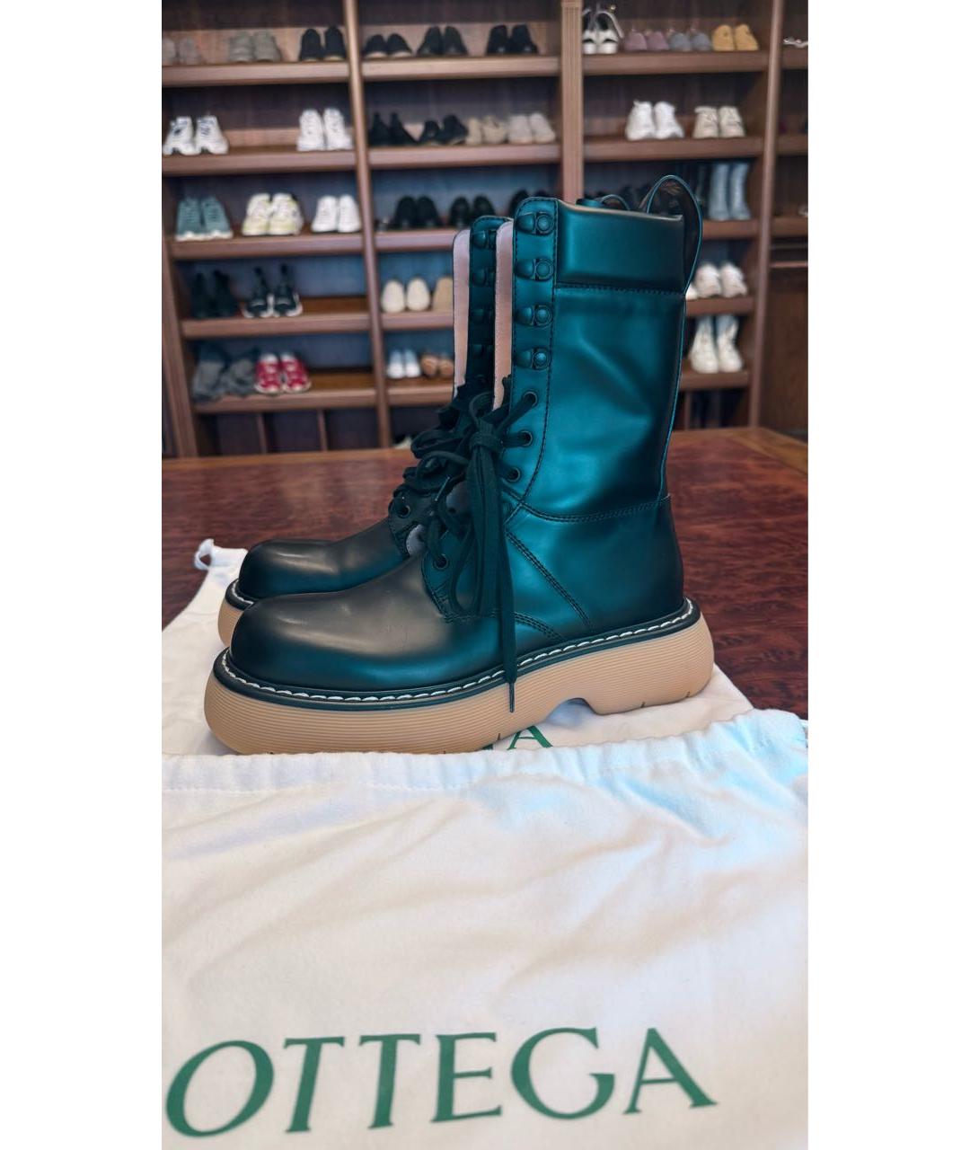 BOTTEGA VENETA Черные кожаные ботинки, фото 4