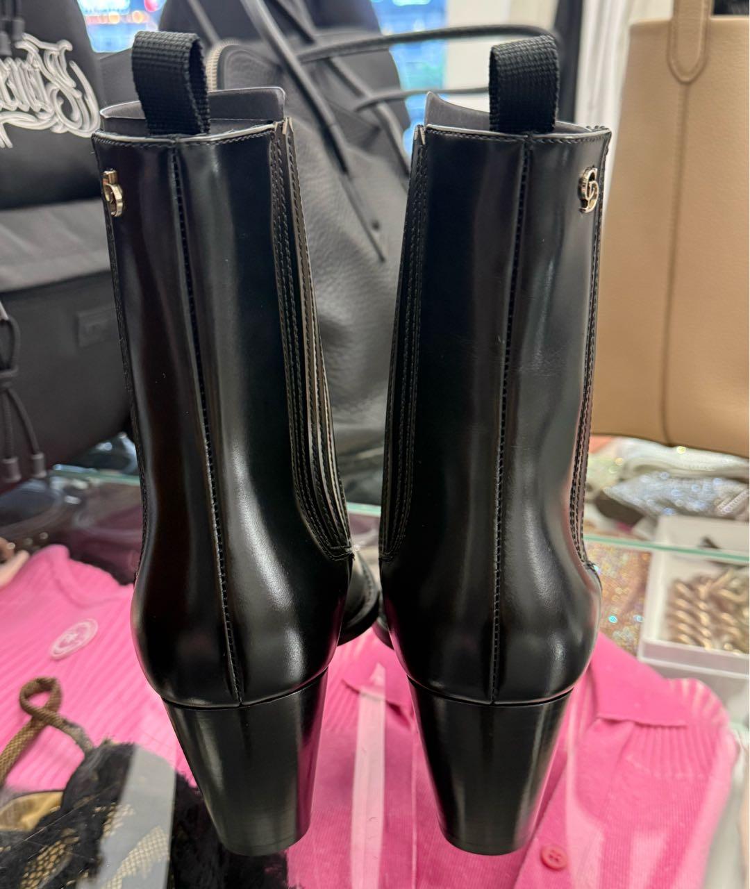 CHRISTIAN DIOR Черные кожаные ботильоны, фото 3