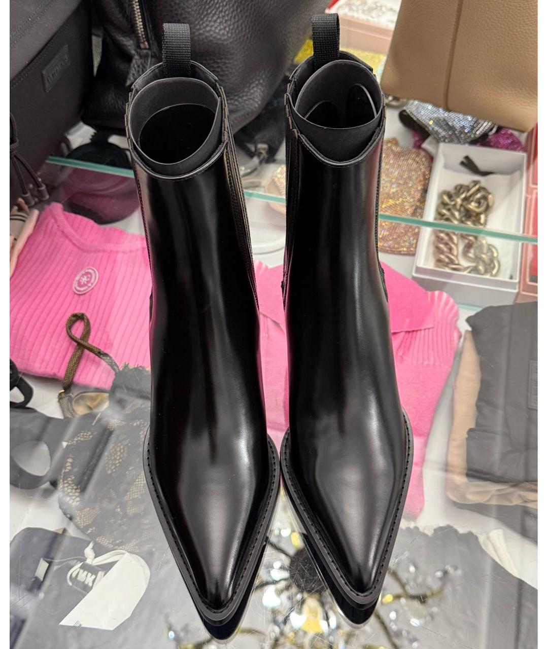 CHRISTIAN DIOR Черные кожаные ботильоны, фото 2