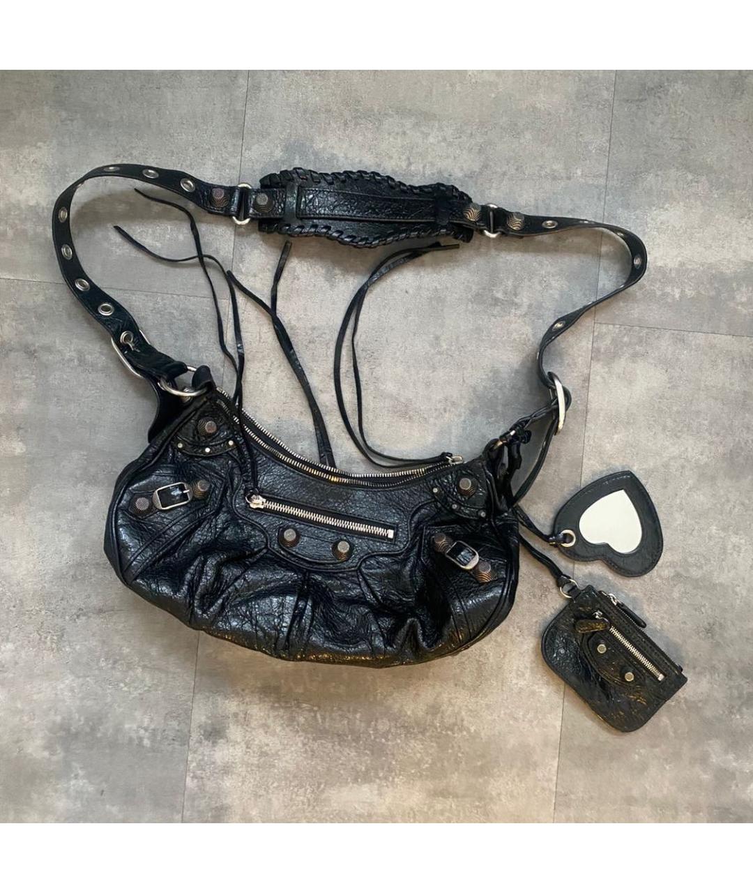 BALENCIAGA Черная кожаная сумка через плечо, фото 6