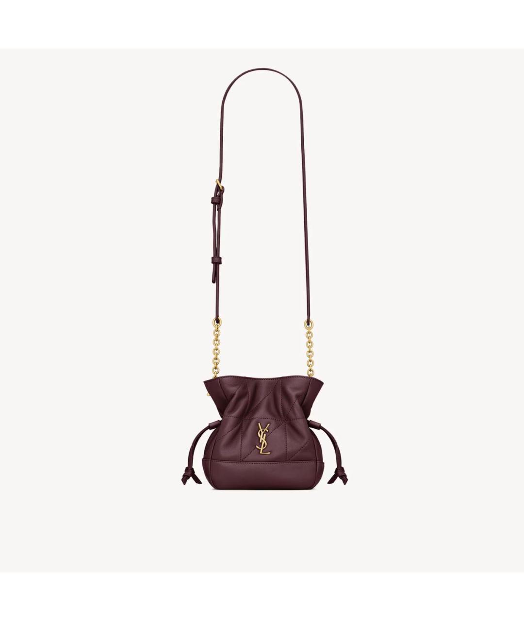 SAINT LAURENT Бордовая кожаная сумка через плечо, фото 5