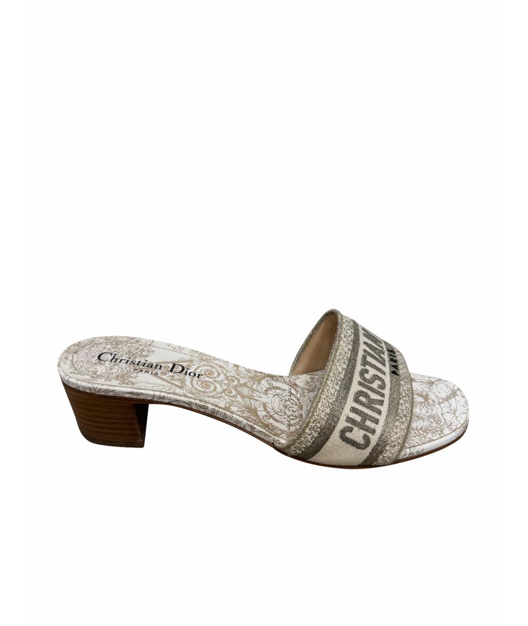 CHRISTIAN DIOR Золотые текстильные шлепанцы, фото 1
