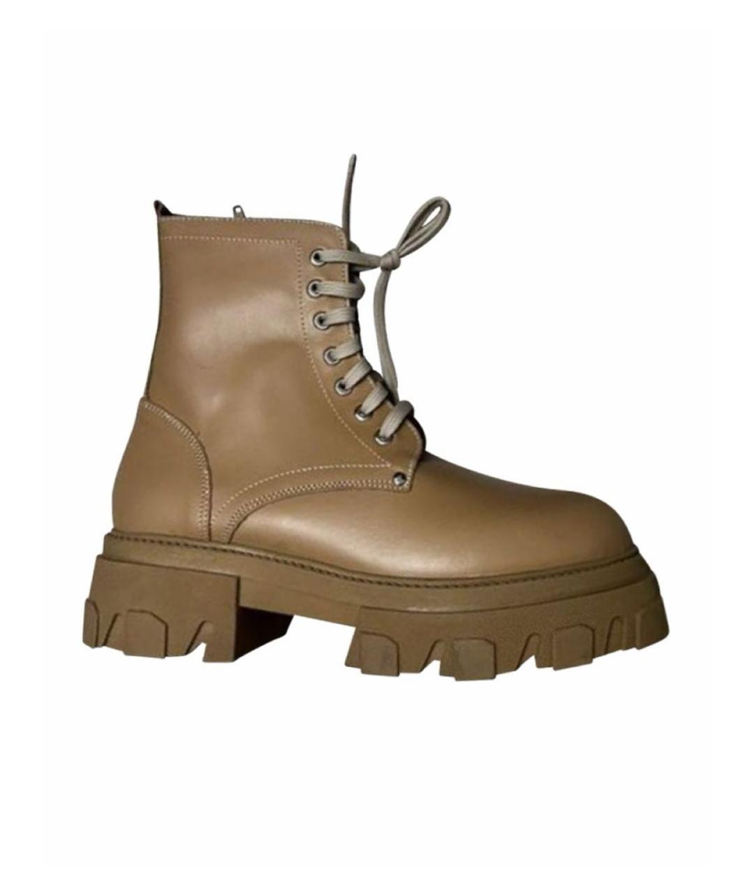 GIAN MARCO LORENZI Бежевые кожаные ботинки, фото 1