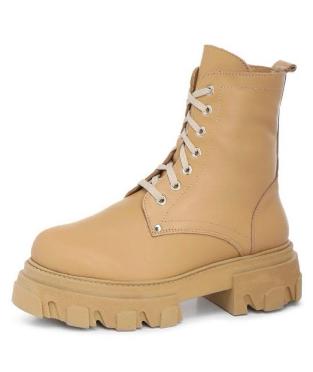 GIAN MARCO LORENZI Бежевые кожаные ботинки, фото 2