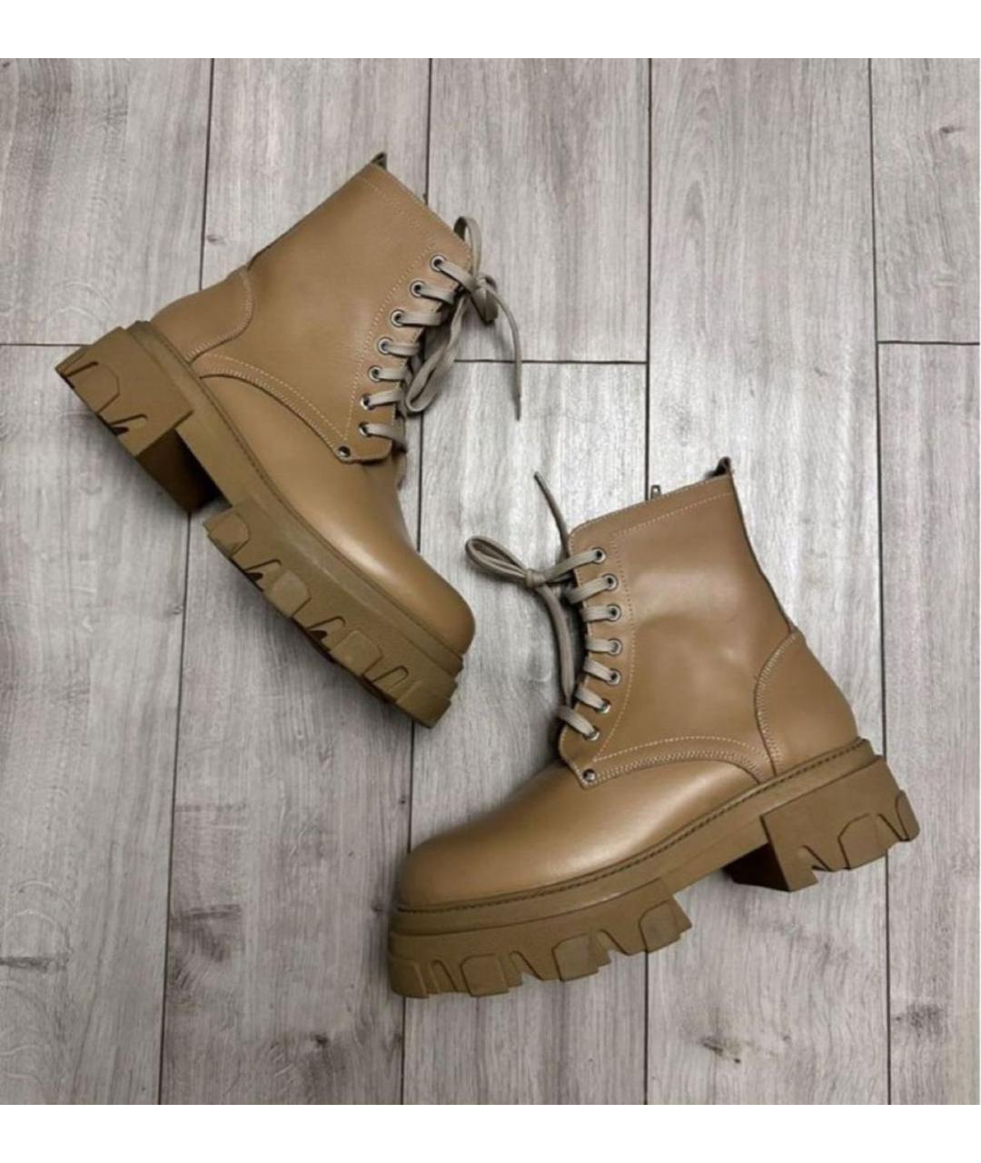GIAN MARCO LORENZI Бежевые кожаные ботинки, фото 6