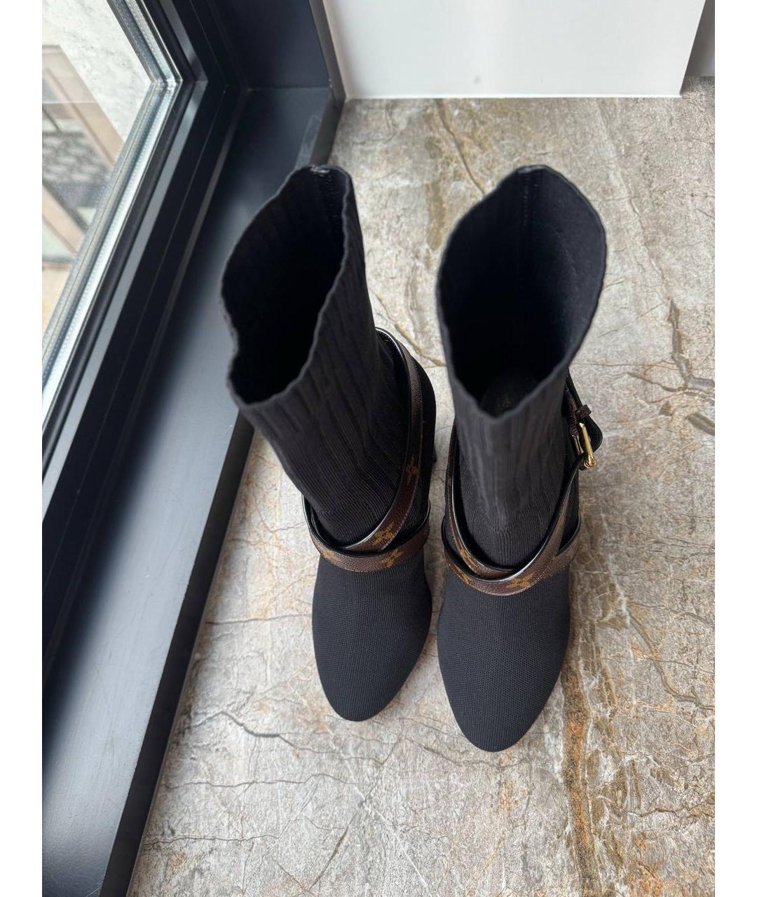 LOUIS VUITTON Черные текстильные ботильоны, фото 3