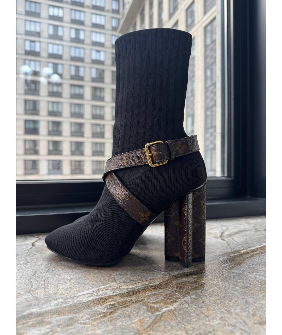 LOUIS VUITTON Черные текстильные ботильоны, фото 6