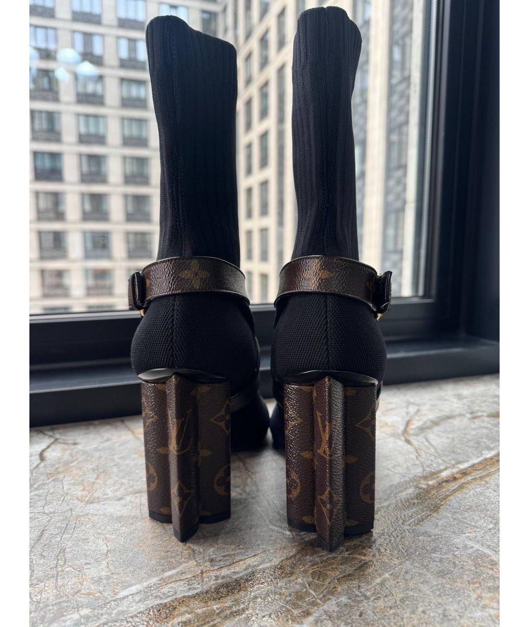 LOUIS VUITTON Черные текстильные ботильоны, фото 4