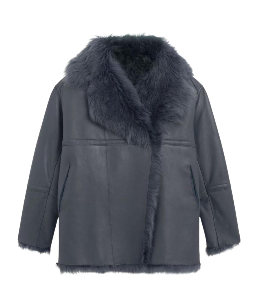 IRO Темно-синяя кожаная дубленка, фото 1