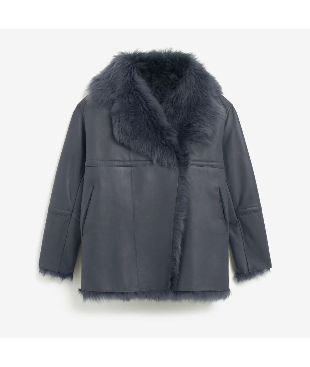 IRO Темно-синяя кожаная дубленка, фото 5