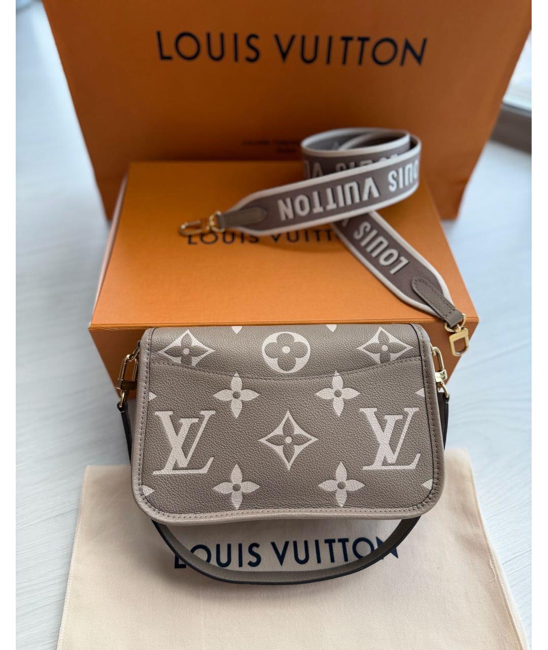LOUIS VUITTON Бежевая кожаная сумка через плечо, фото 3