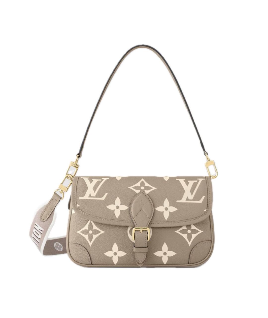 LOUIS VUITTON Бежевая кожаная сумка через плечо, фото 9