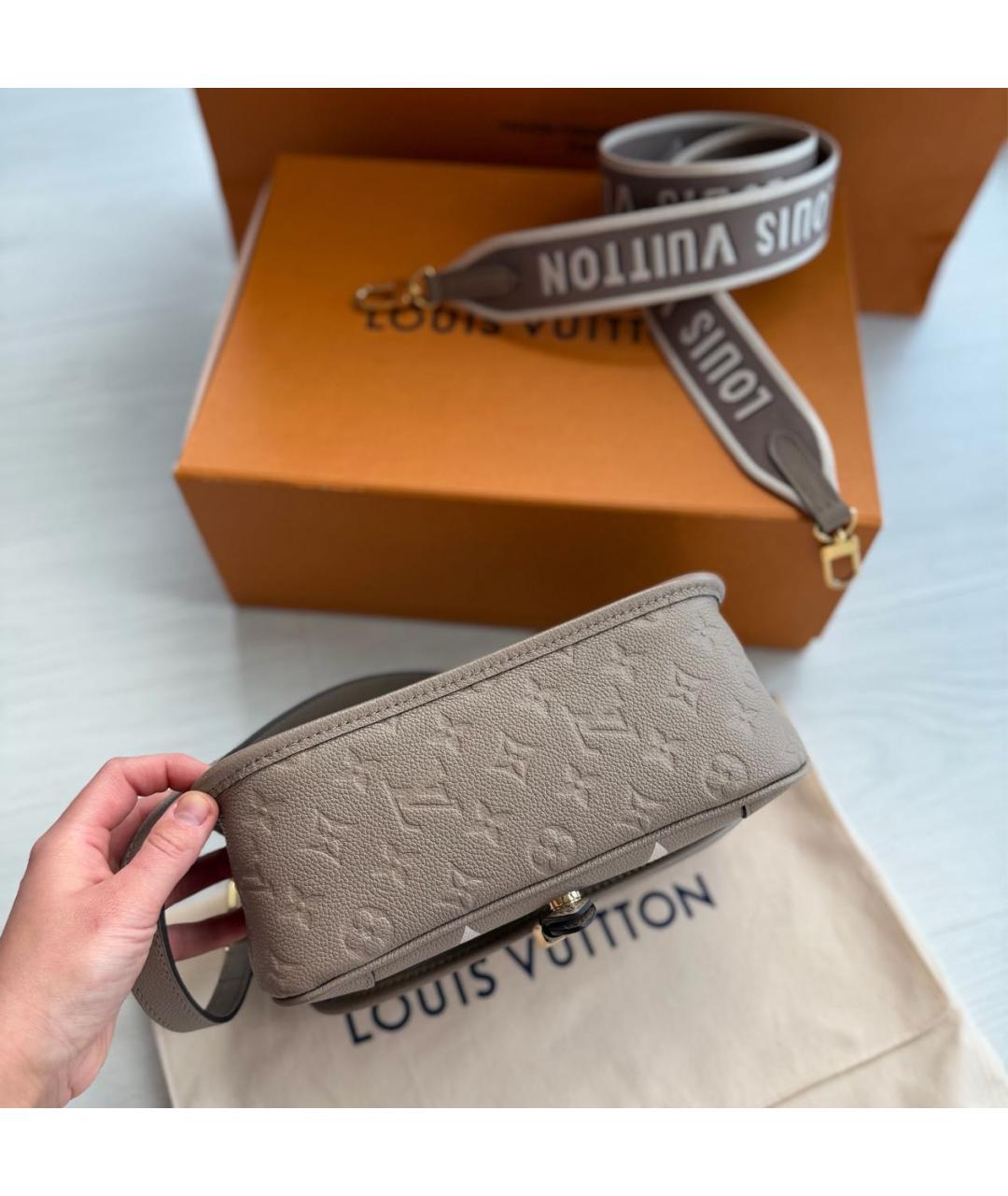 LOUIS VUITTON Бежевая кожаная сумка через плечо, фото 4