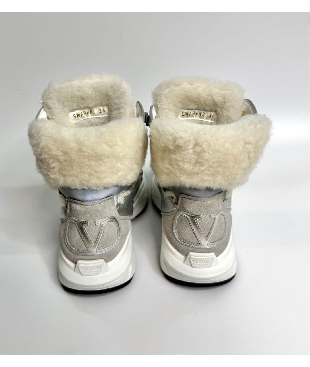 VALENTINO Серые кожаные ботинки, фото 4