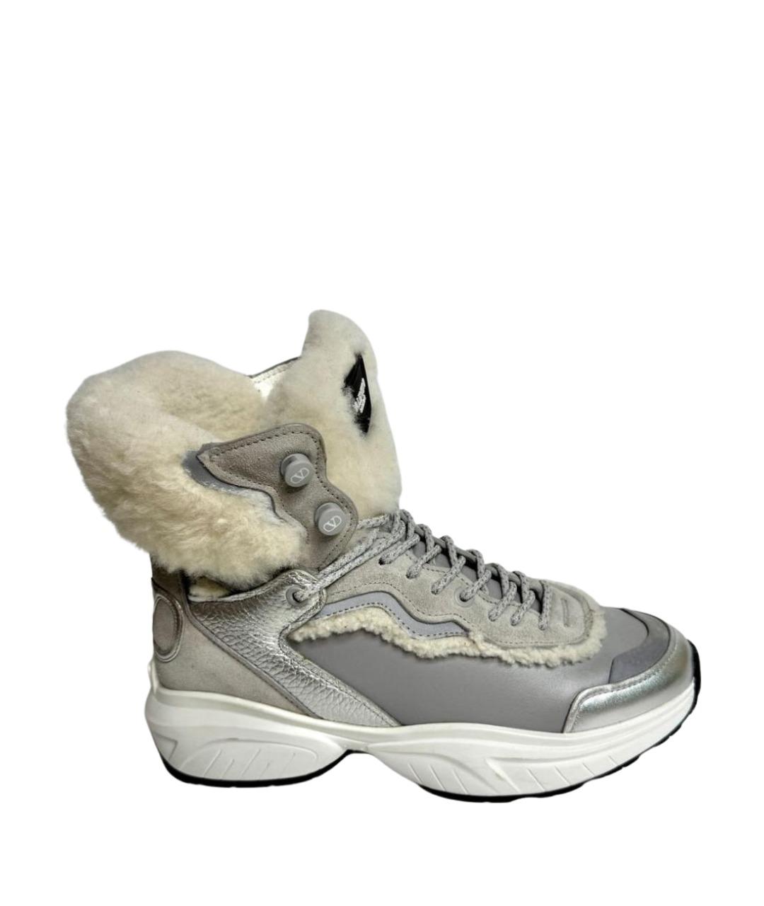 VALENTINO Серые кожаные ботинки, фото 1