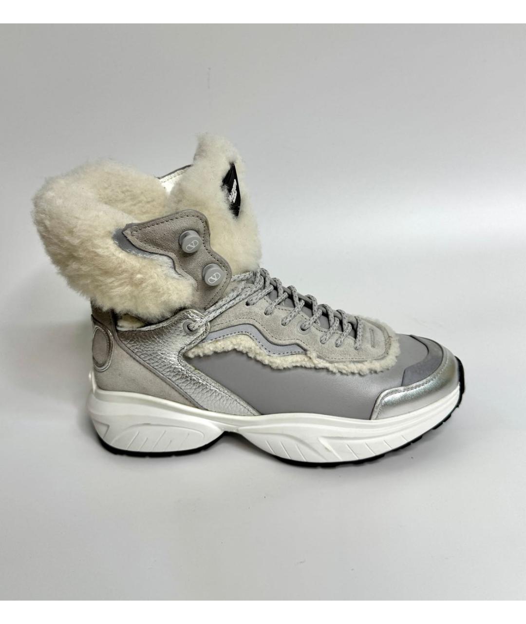 VALENTINO Серые кожаные ботинки, фото 5