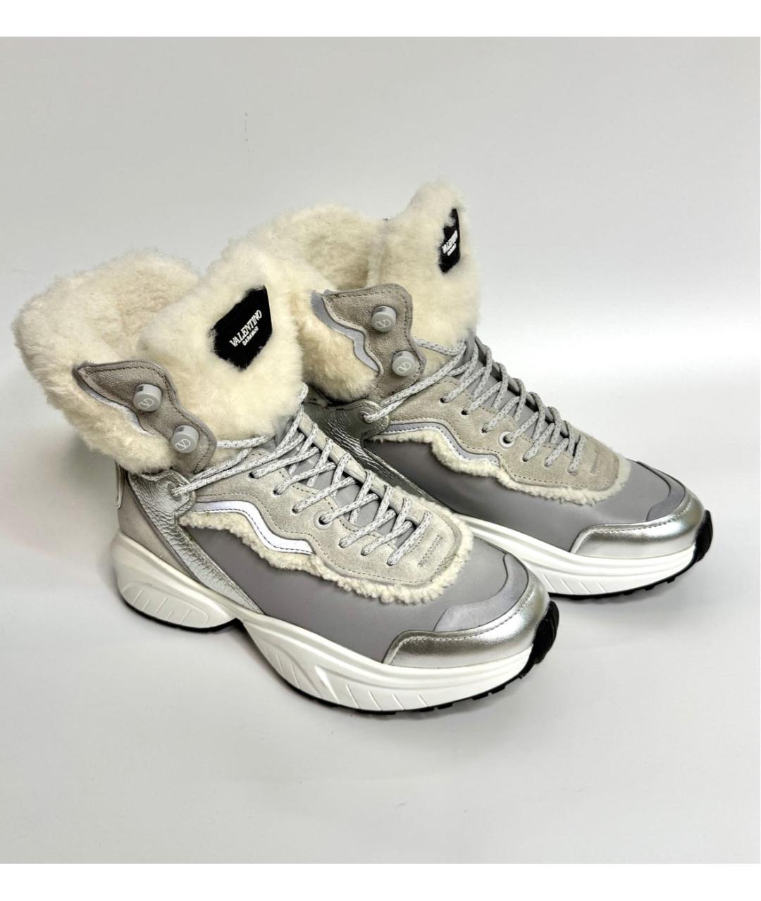 VALENTINO Серые кожаные ботинки, фото 3