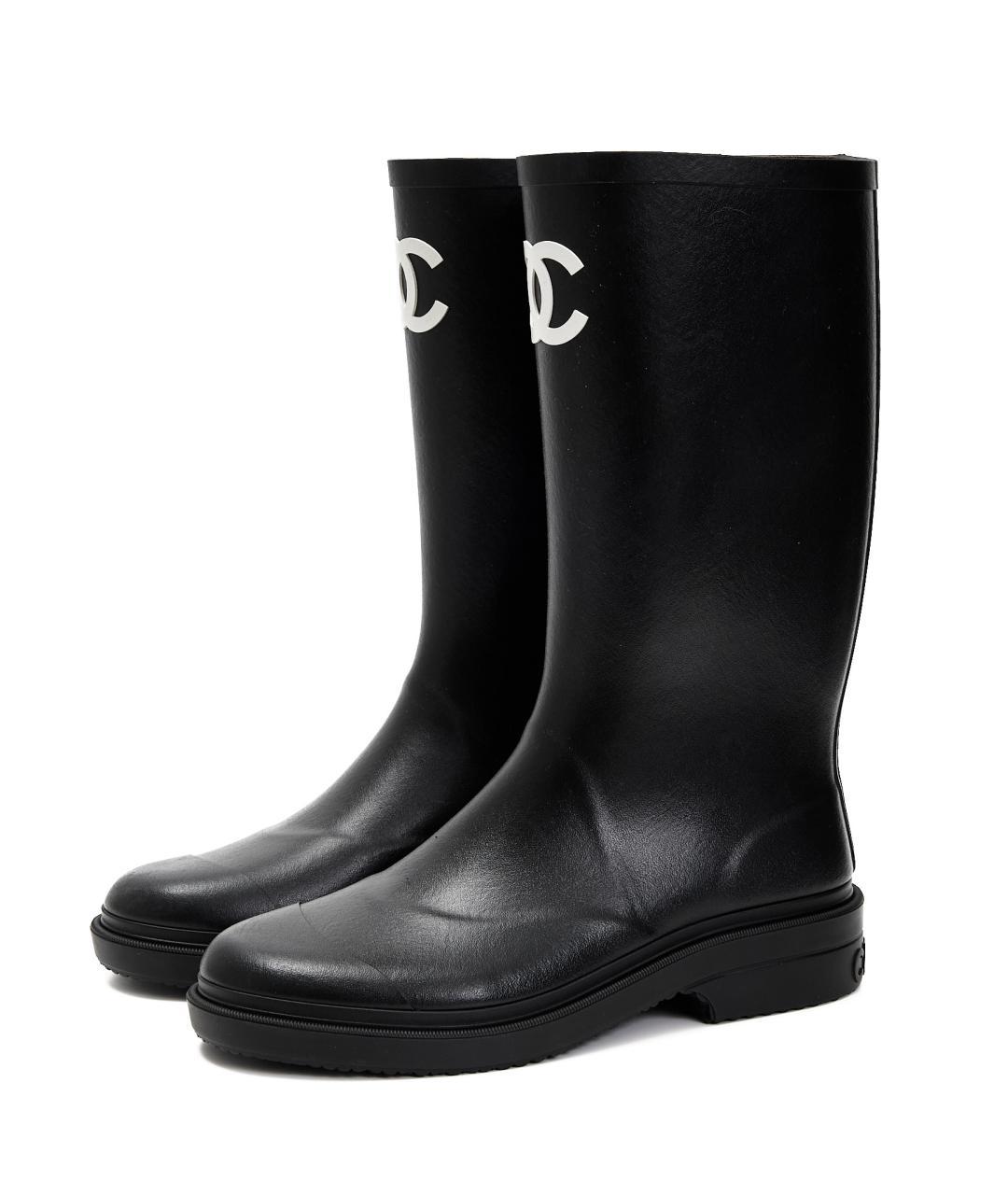 CHANEL Черные резиновые сапоги, фото 2
