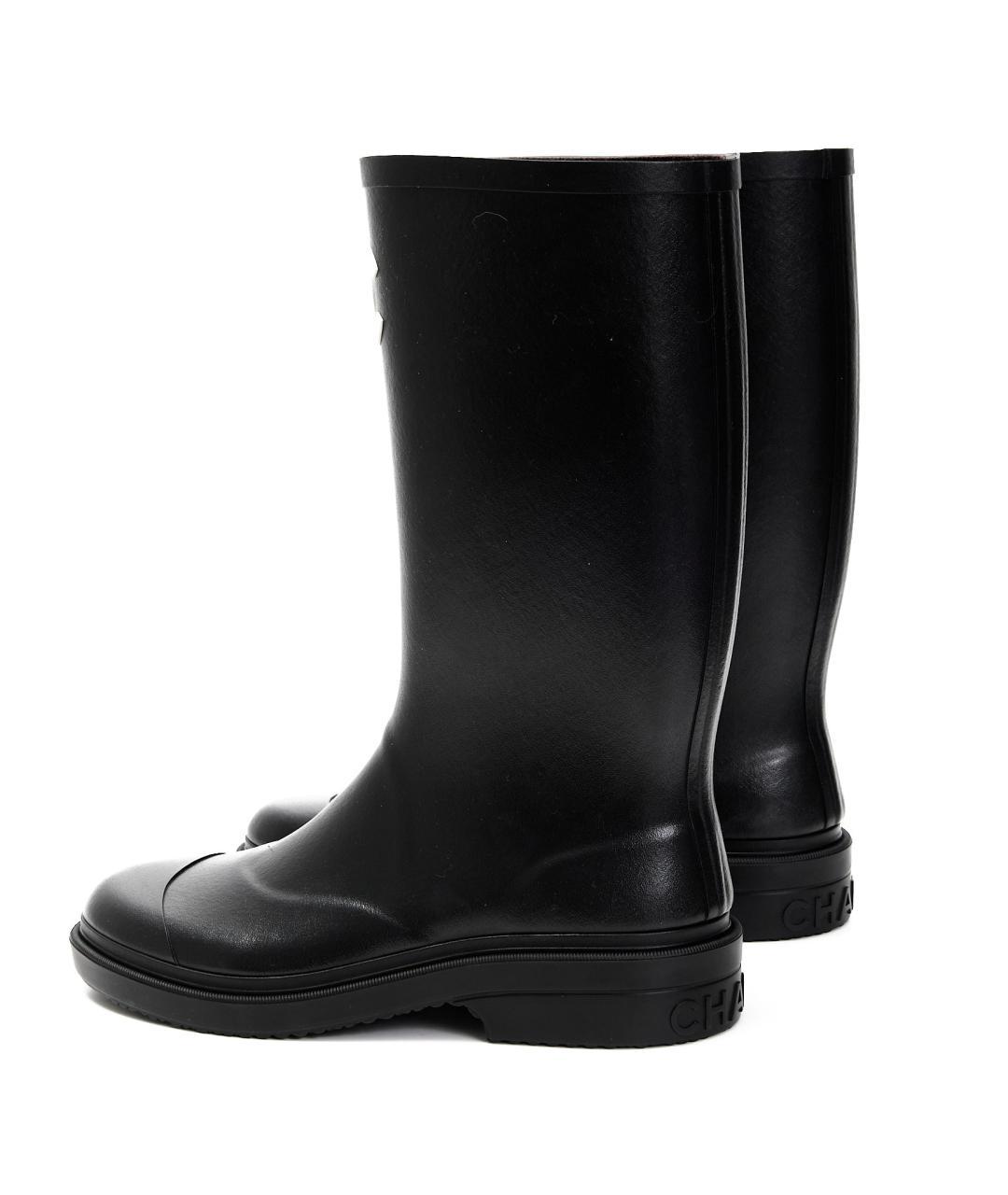 CHANEL Черные резиновые сапоги, фото 3