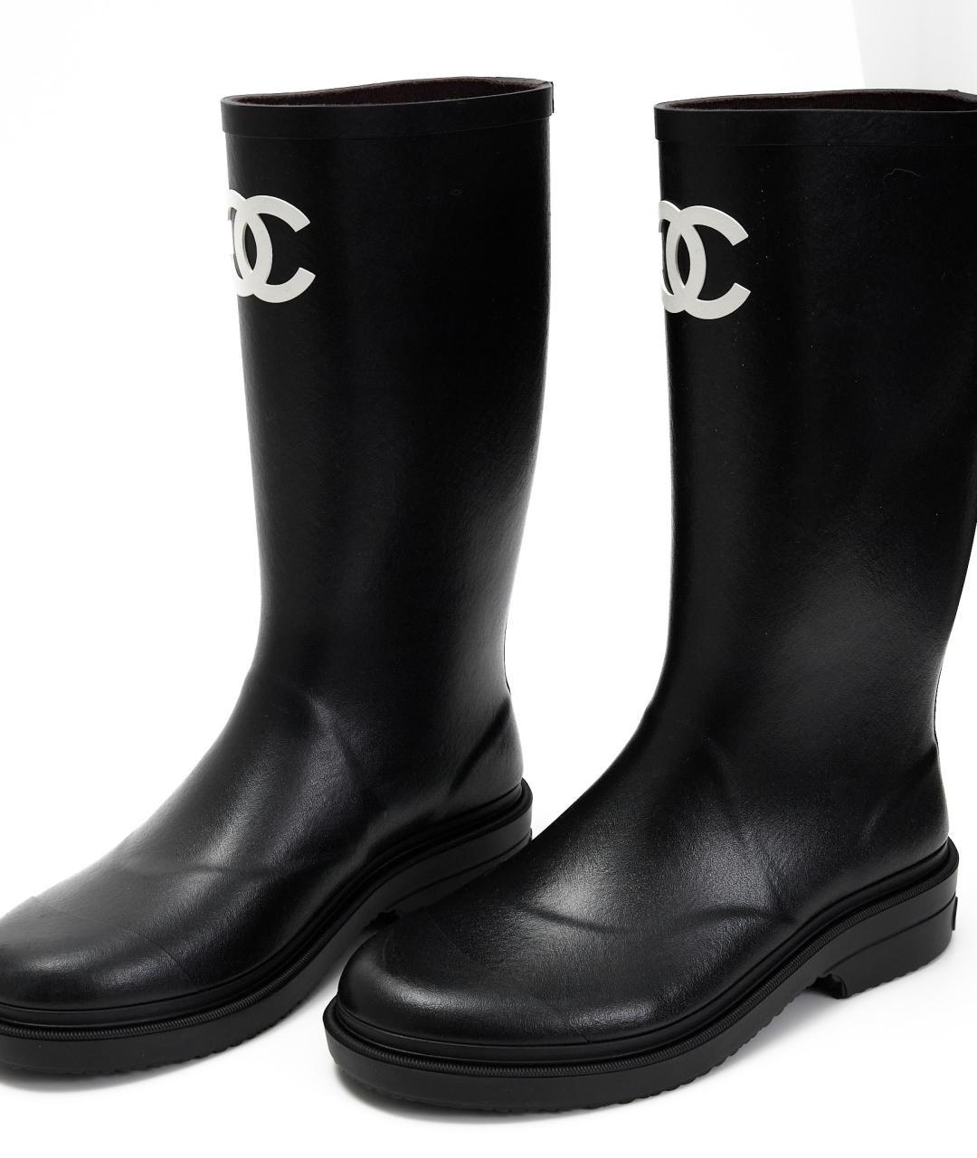 CHANEL Черные резиновые сапоги, фото 4